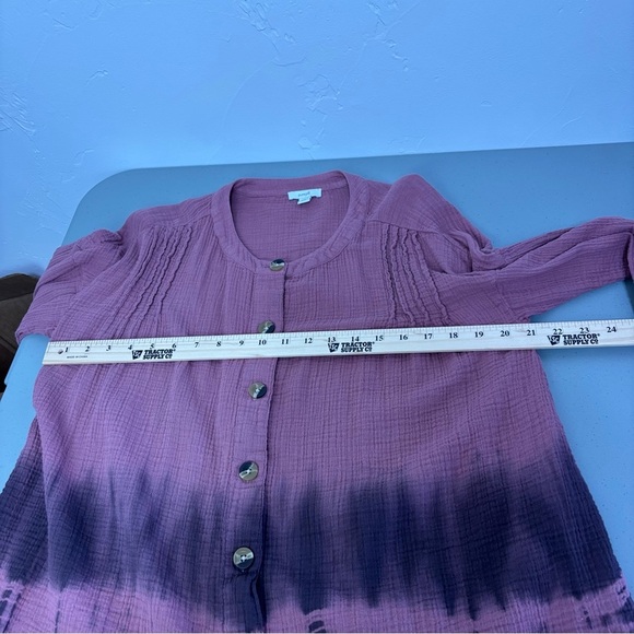 Purejill Women's Button Front Blouse Medium Petite Cotton Shirt - Picture 8 of 9